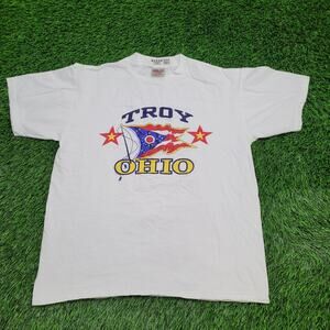 Vintage 90s Ohio Shirt Women Large 21x24 Troy Flag Patriotic